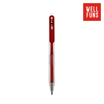 Wellfuns 文坊 0.5mn按动式中性笔 彩色水笔 顺滑按压签字笔 红色  