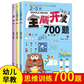 全脑开发700题 2-3岁全3册幼儿益智书籍专注力训练练习册全套游戏书 [2-4岁]