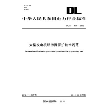 DL/T 1309-2013 大型发电机组涉网保护技术规范 下载